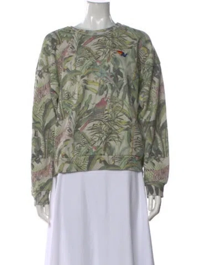 Pre-owned Aviator Nation Graphic Print Crew Neck Sweatshirt In Green