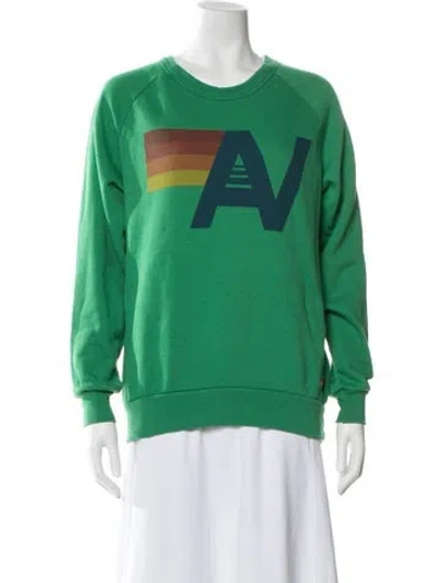Pre-owned Aviator Nation Graphic Print Crew Neck Sweatshirt In Green