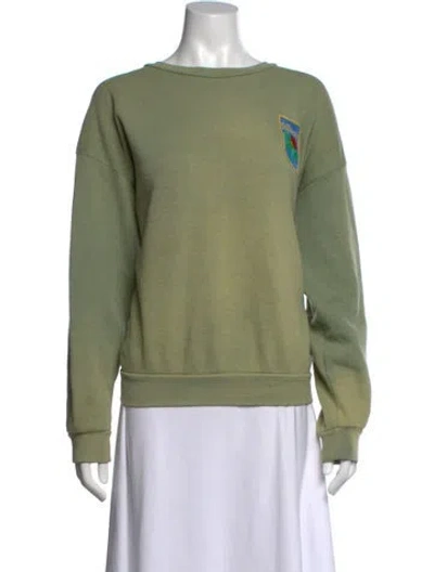 Pre-owned Aviator Nation Graphic Print Crew Neck Sweatshirt In Green