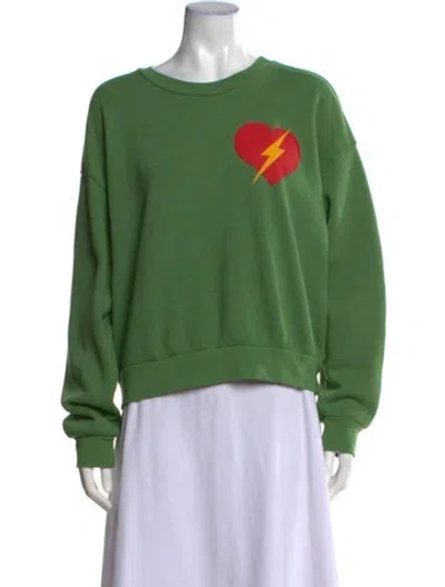 Pre-owned Aviator Nation Graphic Print Crew Neck Sweatshirt In Green