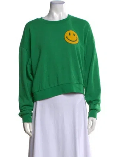Pre-owned Aviator Nation Graphic Print Crew Neck Sweatshirt In Green