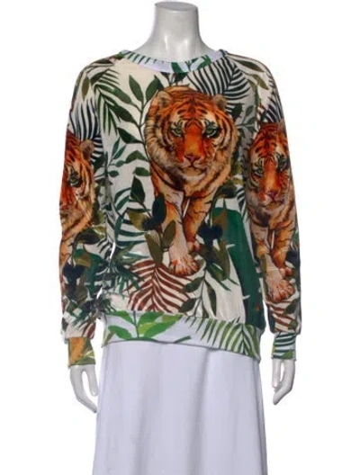 Pre-owned Aviator Nation Graphic Print Crew Neck Sweatshirt In Green