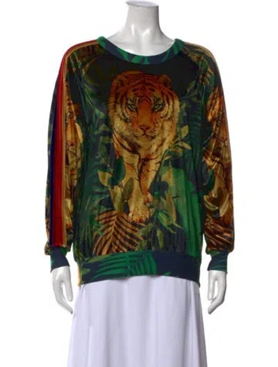Pre-owned Aviator Nation Graphic Print Crew Neck Sweatshirt In Green