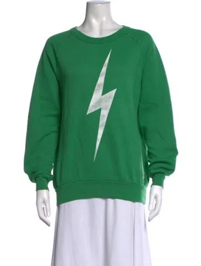 Pre-owned Aviator Nation Graphic Print Crew Neck Sweatshirt In Green
