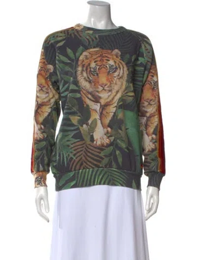 Pre-owned Aviator Nation Graphic Print Crew Neck Sweatshirt In Green