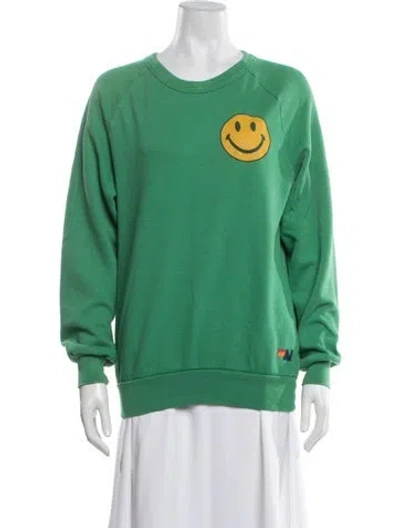 Pre-owned Aviator Nation Graphic Print Crew Neck Sweatshirt In Green
