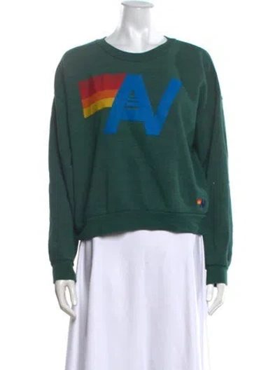 Pre-owned Aviator Nation Graphic Print Crew Neck Sweatshirt In Green