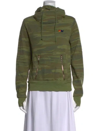 Pre-owned Aviator Nation Graphic Print Crew Neck Sweatshirt In Green