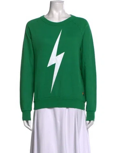 Pre-owned Aviator Nation Graphic Print Crew Neck Sweatshirt In Green