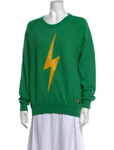 Pre-owned Aviator Nation Graphic Print Crew Neck Sweatshirt In Green