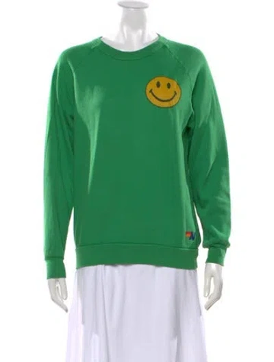 Pre-owned Aviator Nation Graphic Print Crew Neck Sweatshirt In Green