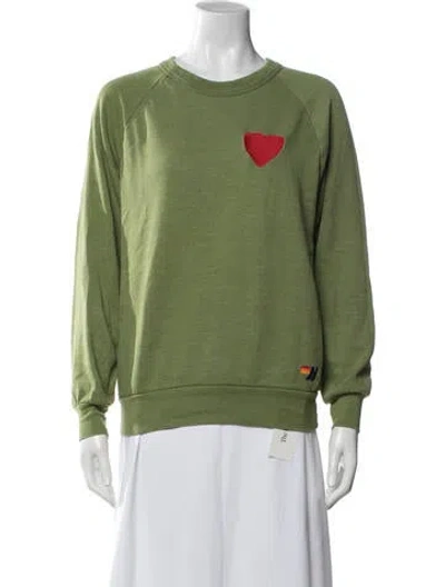 Pre-owned Aviator Nation Graphic Print Crew Neck Sweatshirt In Green