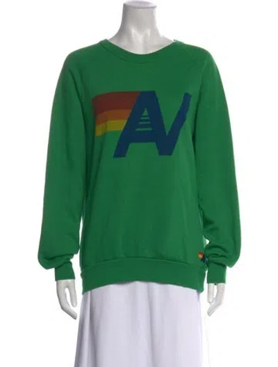 Pre-owned Aviator Nation Graphic Print Crew Neck Sweatshirt In Green