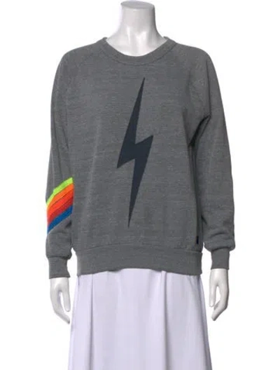 Pre-owned Aviator Nation Graphic Print Crew Neck Sweatshirt In Grey