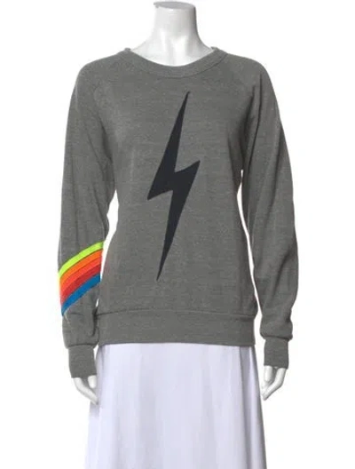 Pre-owned Aviator Nation Graphic Print Crew Neck Sweatshirt In Grey