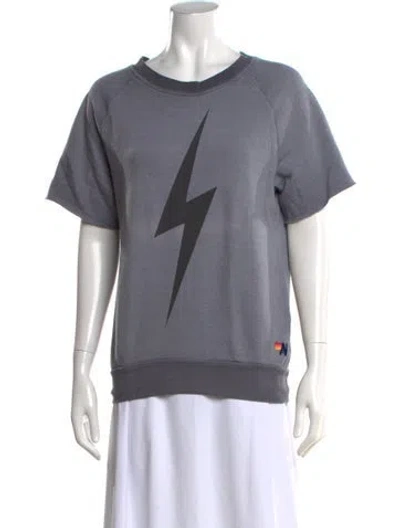Pre-owned Aviator Nation Graphic Print Crew Neck Sweatshirt In Grey