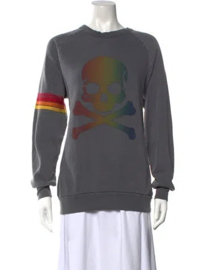 Pre-owned Aviator Nation Graphic Print Crew Neck Sweatshirt In Grey