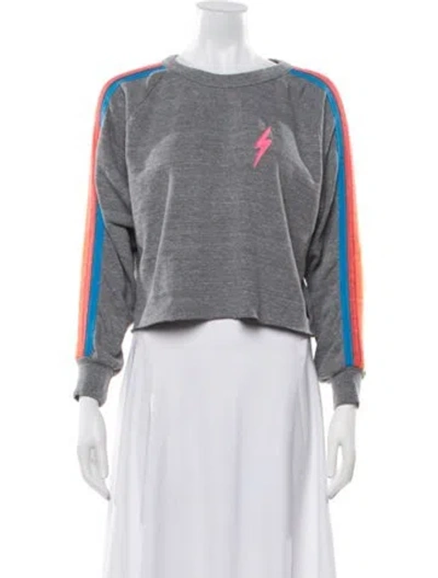 Pre-owned Aviator Nation Graphic Print Crew Neck Sweatshirt In Grey