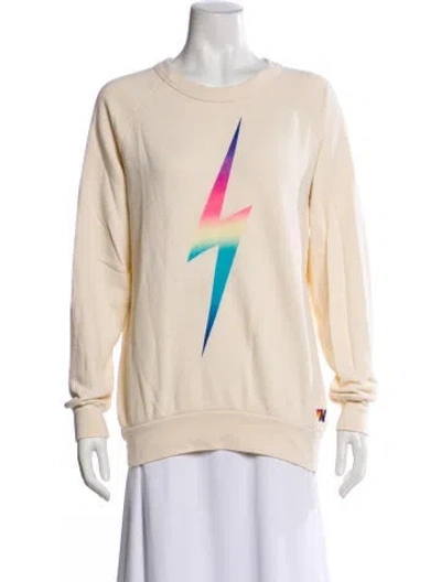 Pre-owned Aviator Nation Graphic Print Crew Neck Sweatshirt In Neutral