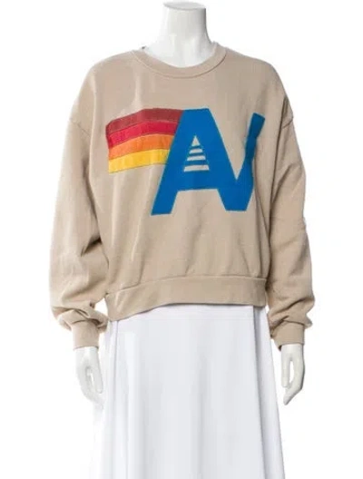 Pre-owned Aviator Nation Graphic Print Crew Neck Sweatshirt In Neutral