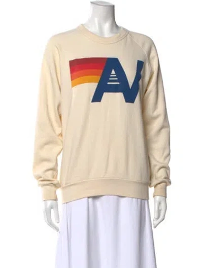 Pre-owned Aviator Nation Graphic Print Crew Neck Sweatshirt In Neutral