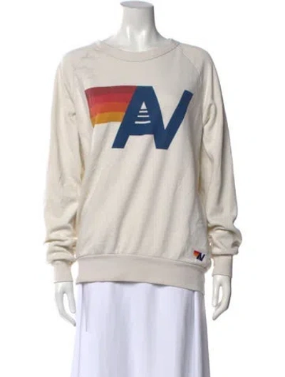 Pre-owned Aviator Nation Graphic Print Crew Neck Sweatshirt In Neutral
