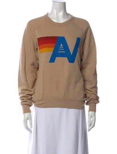 Pre-owned Aviator Nation Graphic Print Crew Neck Sweatshirt In Neutrals