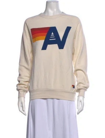 Pre-owned Aviator Nation Graphic Print Crew Neck Sweatshirt In Neutrals