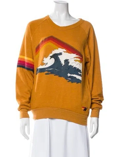 Pre-owned Aviator Nation Graphic Print Crew Neck Sweatshirt In Orange