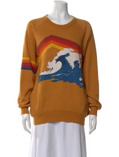 Pre-owned Aviator Nation Graphic Print Crew Neck Sweatshirt In Orange