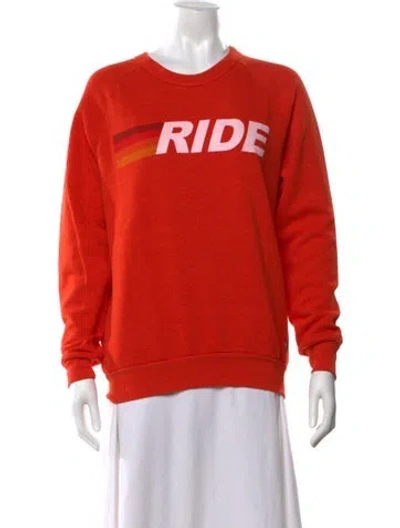 Pre-owned Aviator Nation Graphic Print Crew Neck Sweatshirt In Orange
