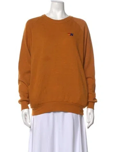 Pre-owned Aviator Nation Graphic Print Crew Neck Sweatshirt In Orange