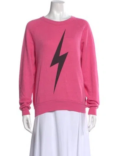 Pre-owned Aviator Nation Graphic Print Crew Neck Sweatshirt In Pink