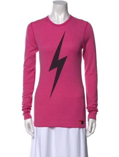 Pre-owned Aviator Nation Graphic Print Crew Neck Sweatshirt In Pink