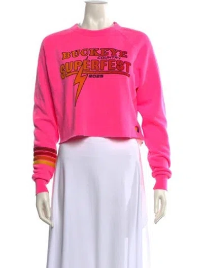 Pre-owned Aviator Nation Graphic Print Crew Neck Sweatshirt In Pink
