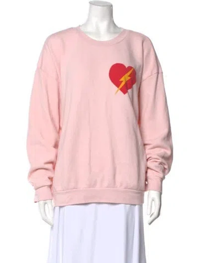 Pre-owned Aviator Nation Graphic Print Crew Neck Sweatshirt In Pink