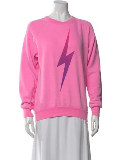 Pre-owned Aviator Nation Graphic Print Crew Neck Sweatshirt In Pink