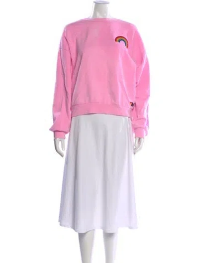 Pre-owned Aviator Nation Graphic Print Crew Neck Sweatshirt In Pink
