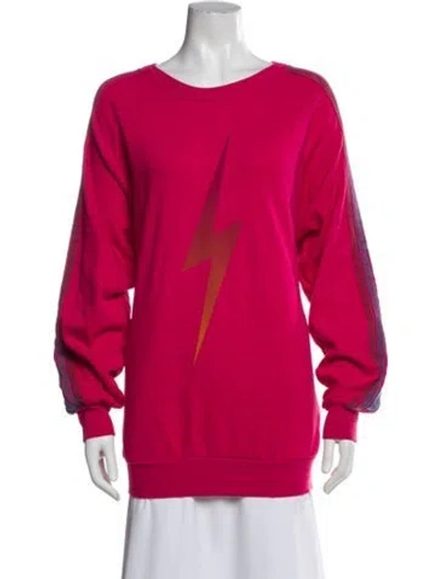 Pre-owned Aviator Nation Graphic Print Crew Neck Sweatshirt In Pink