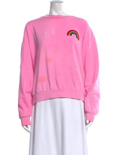Pre-owned Aviator Nation Graphic Print Crew Neck Sweatshirt In Pink