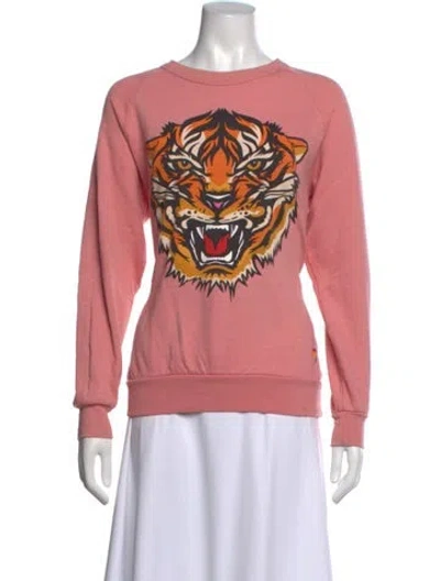 Pre-owned Aviator Nation Graphic Print Crew Neck Sweatshirt In Pink