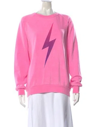 Pre-owned Aviator Nation Graphic Print Crew Neck Sweatshirt In Pink