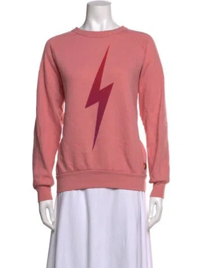 Pre-owned Aviator Nation Graphic Print Crew Neck Sweatshirt In Pink