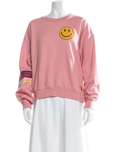 Pre-owned Aviator Nation Graphic Print Crew Neck Sweatshirt In Pink