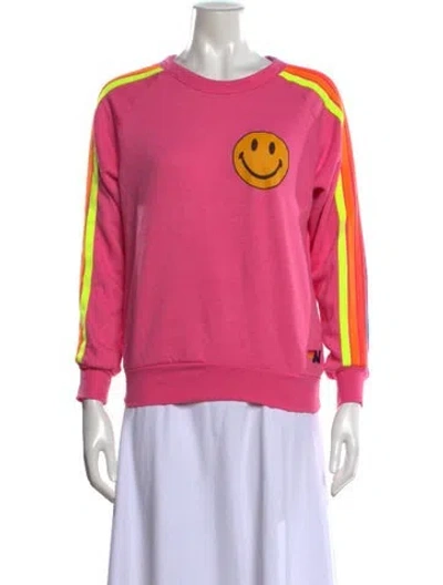 Pre-owned Aviator Nation Graphic Print Crew Neck Sweatshirt In Pink