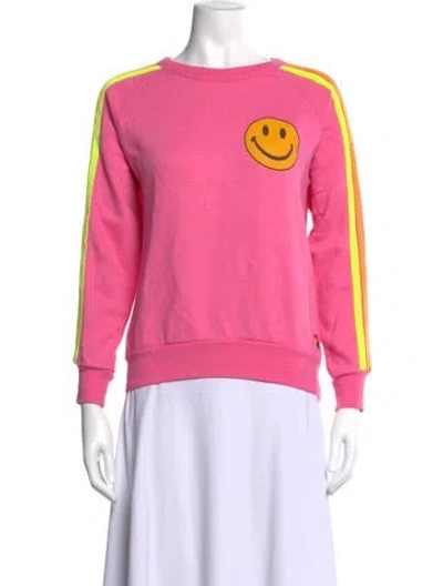 Pre-owned Aviator Nation Graphic Print Crew Neck Sweatshirt In Pink