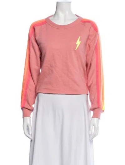 Pre-owned Aviator Nation Graphic Print Crew Neck Sweatshirt In Pink
