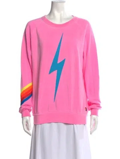 Pre-owned Aviator Nation Graphic Print Crew Neck Sweatshirt In Pink