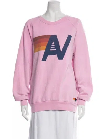 Pre-owned Aviator Nation Graphic Print Crew Neck Sweatshirt In Pink