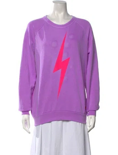 Pre-owned Aviator Nation Graphic Print Crew Neck Sweatshirt In Pink/purple